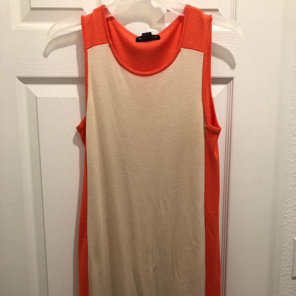 MNG Collection Peach & Off White Block Sleeveless Shift Dress